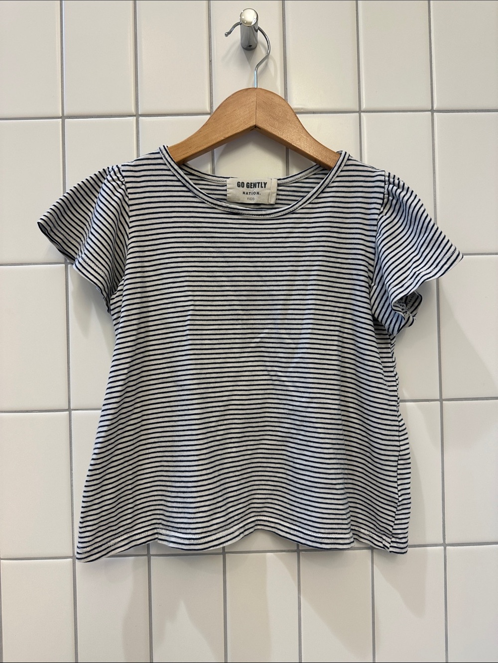 EUC Go Gently Nation striped 100% organic cotton tee size 3T
